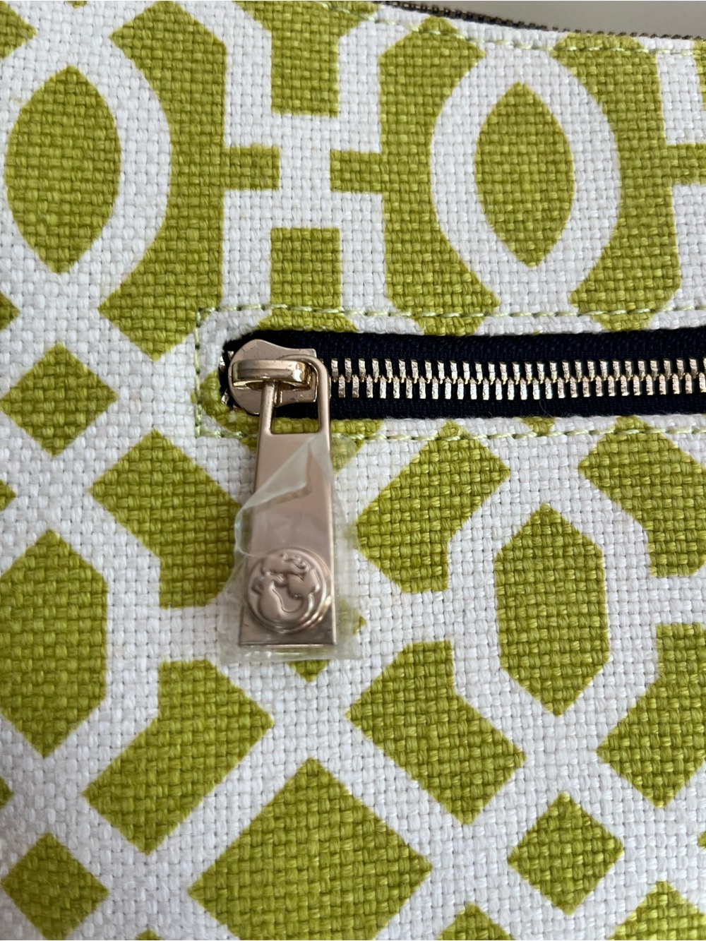 Spartina 449 NWOT Lime Green Geometric Crossbody with Tan Strap - Picture 6 of 16